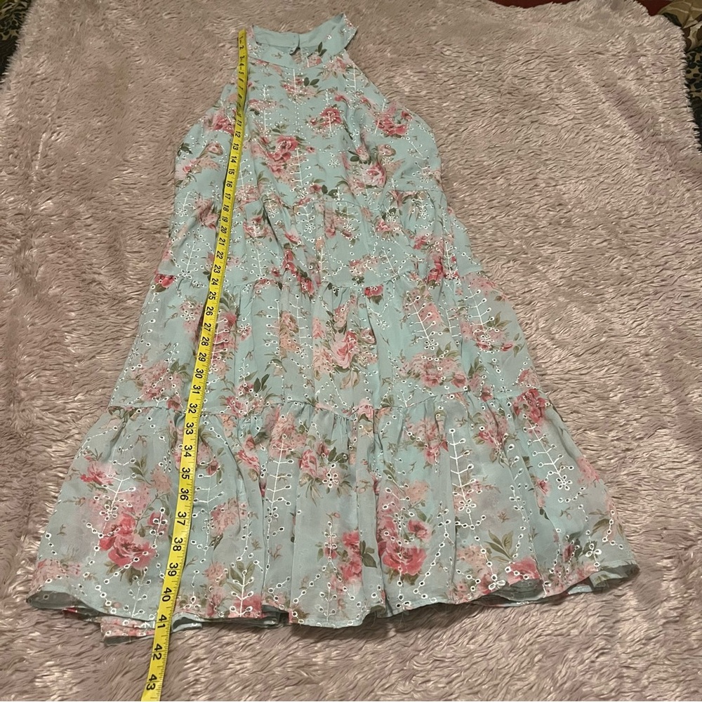 Eliza J Embroidered Floral Halter Neck Cut Out Back summer Dress Mint Size 14 - Picture 8 of 10